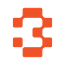 A stylized orange logo resembling the number 3.